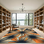 Mid Century Radial Burst Sunburst Rug