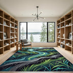 Serene Teal Rainwater Stream Flow Rug