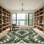 Elegant Emerald Green Acanthus Damask Rug