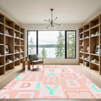 Pastel Alphabet Collage Tiles Rug