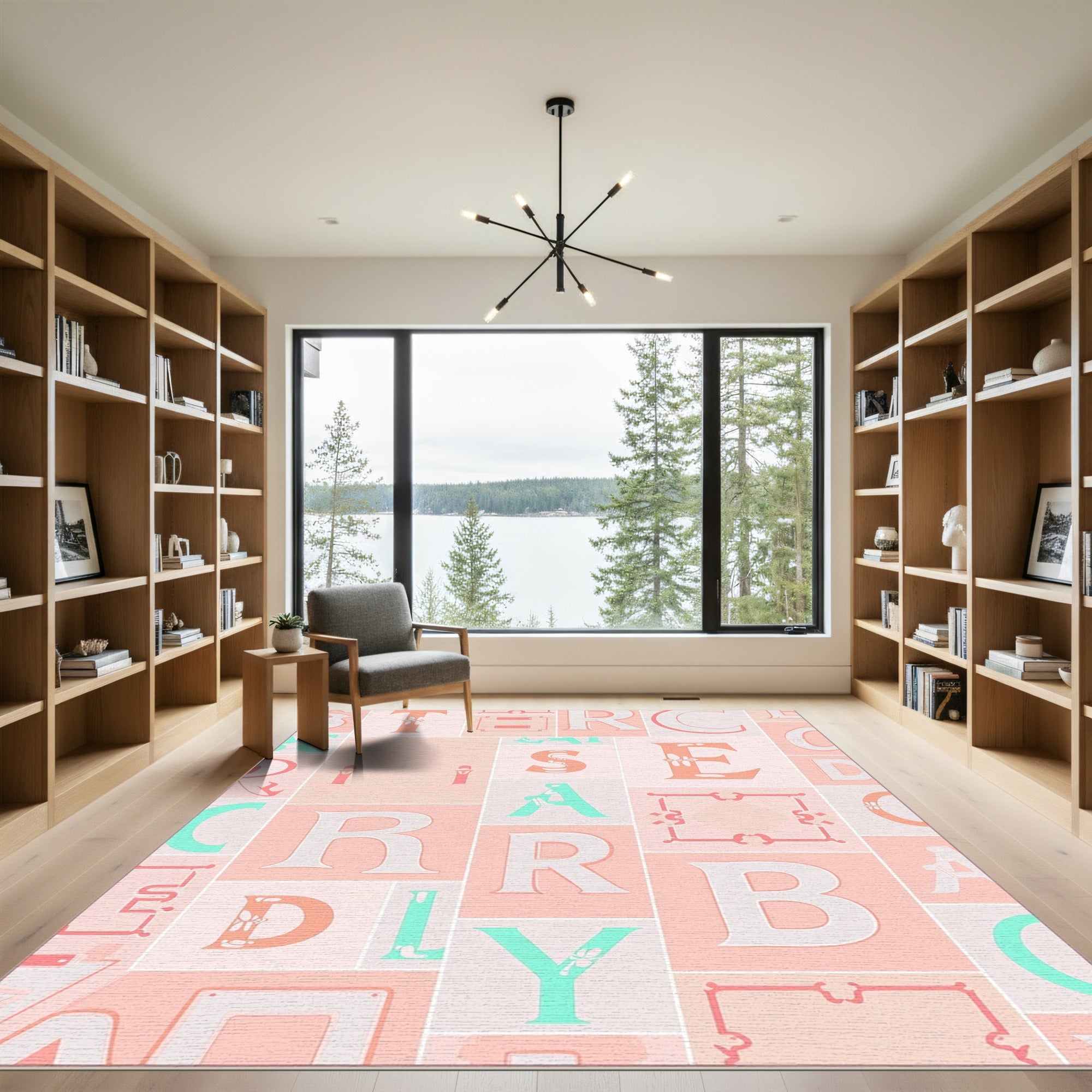 Pastel Alphabet Collage Tiles Rug