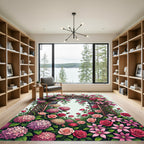 Romantic Pink Hydrangea Rose Garden Arch Rug