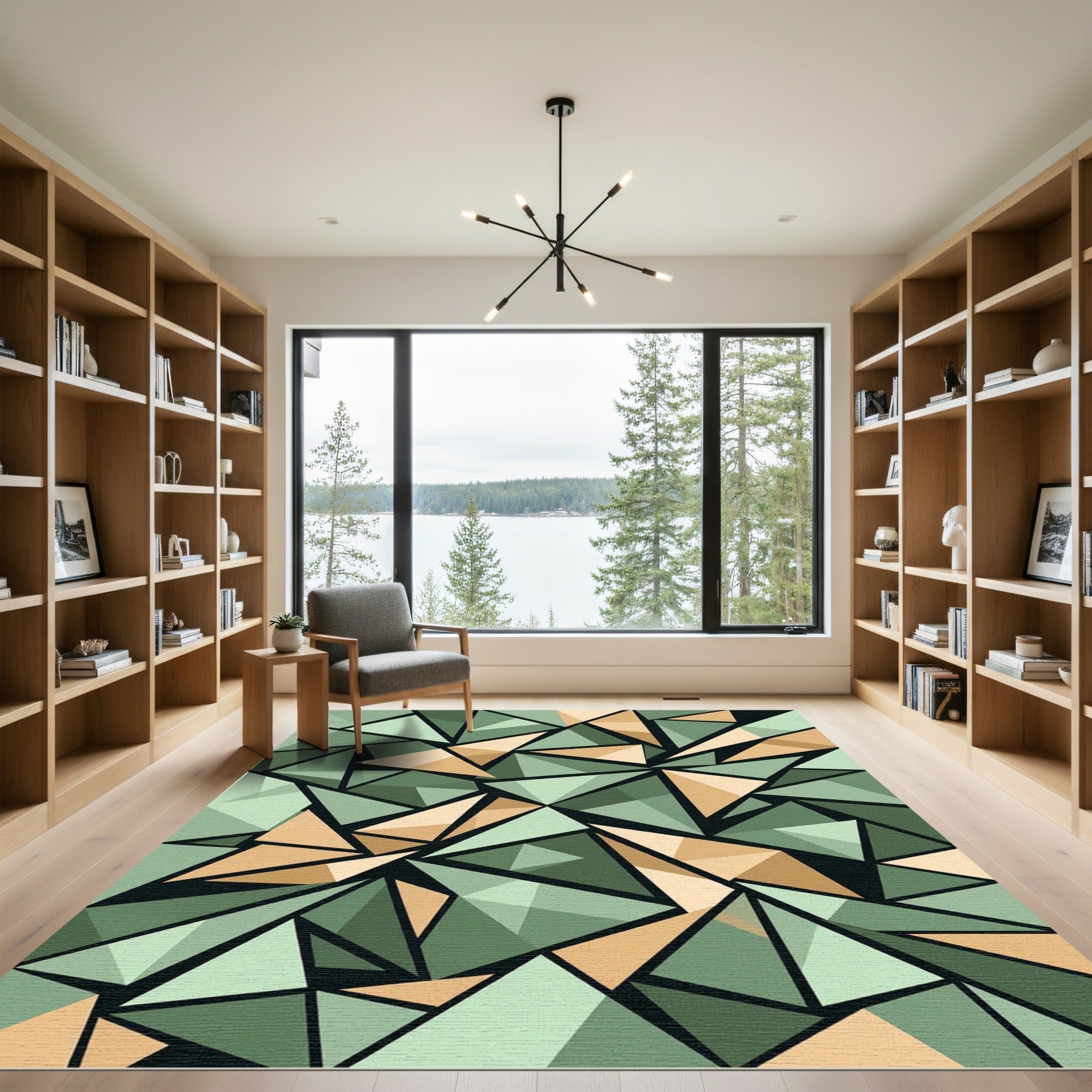 Sage and Sand Geometric Prism Rug