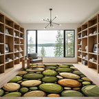 Earthy Stone Pebble Scattered Composition Rug