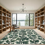 Emerald Green Floral Vine Art Nouveau Rug