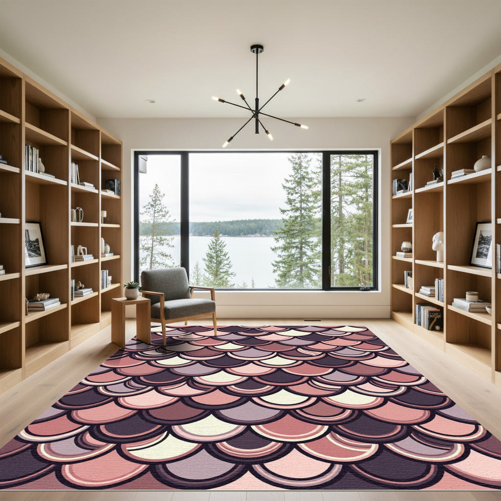 Muted Blush Pink Scallop Scales Rug