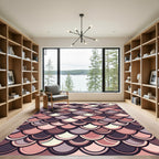 Muted Blush Pink Scallop Scales Rug