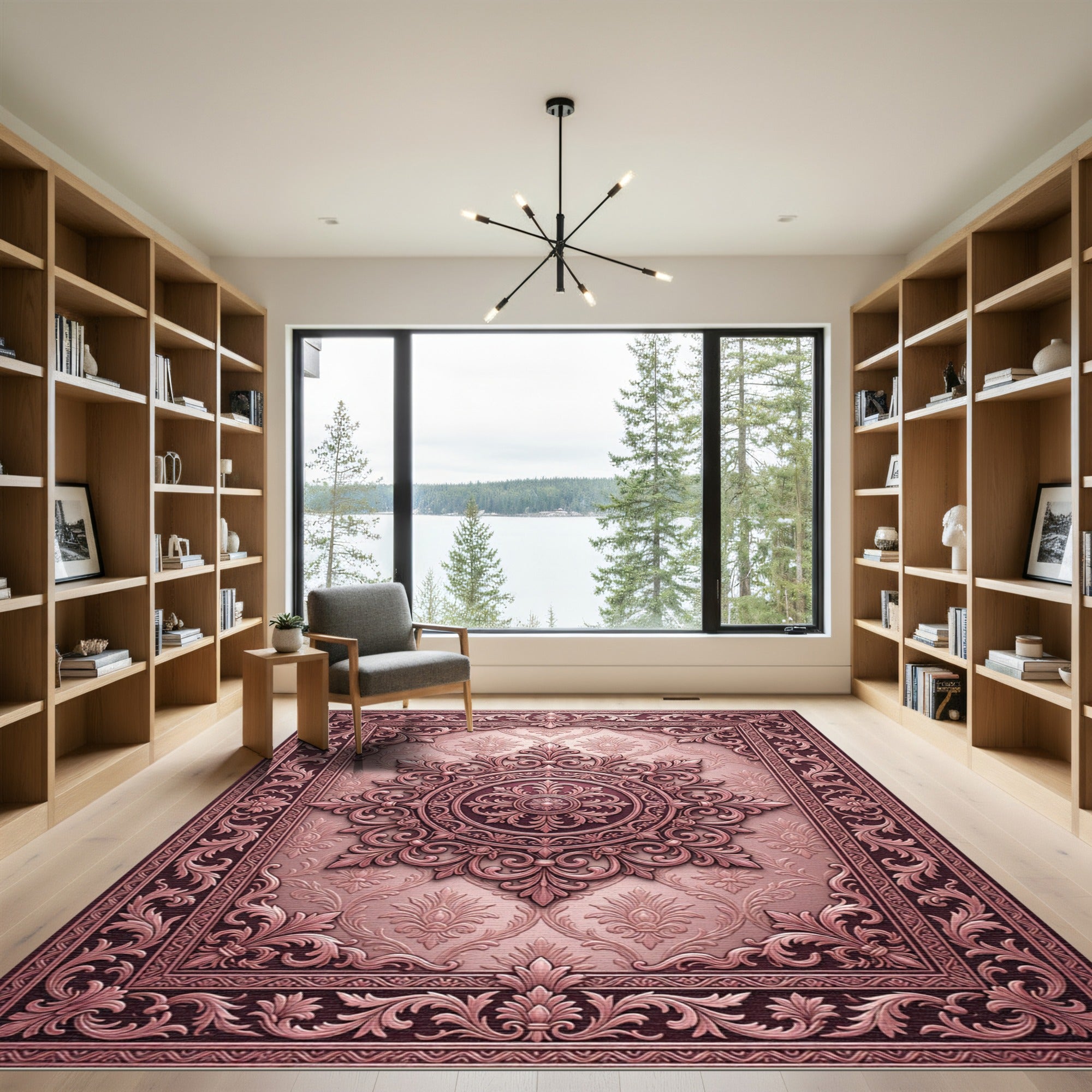 Ornate Rose Gold Medallion Rug