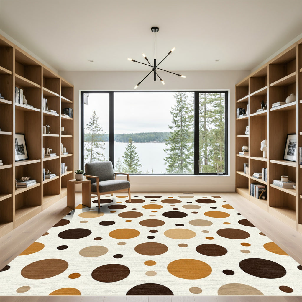 Brown Earthy Tone Polka Dot Round Rug