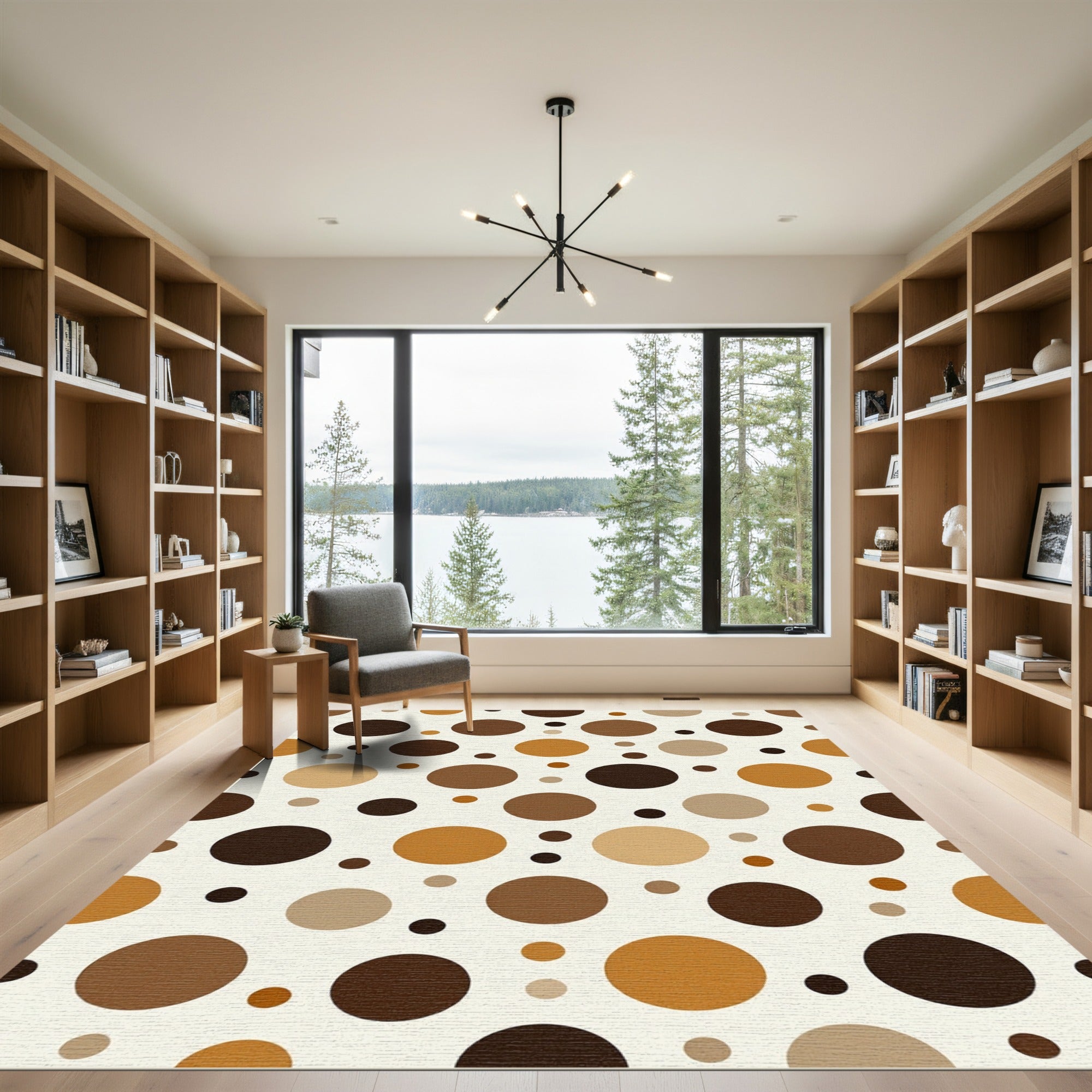 Brown Earthy Tone Polka Dot Round Rug