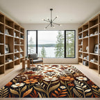 Earthy Autumn Floral Foliage Rug