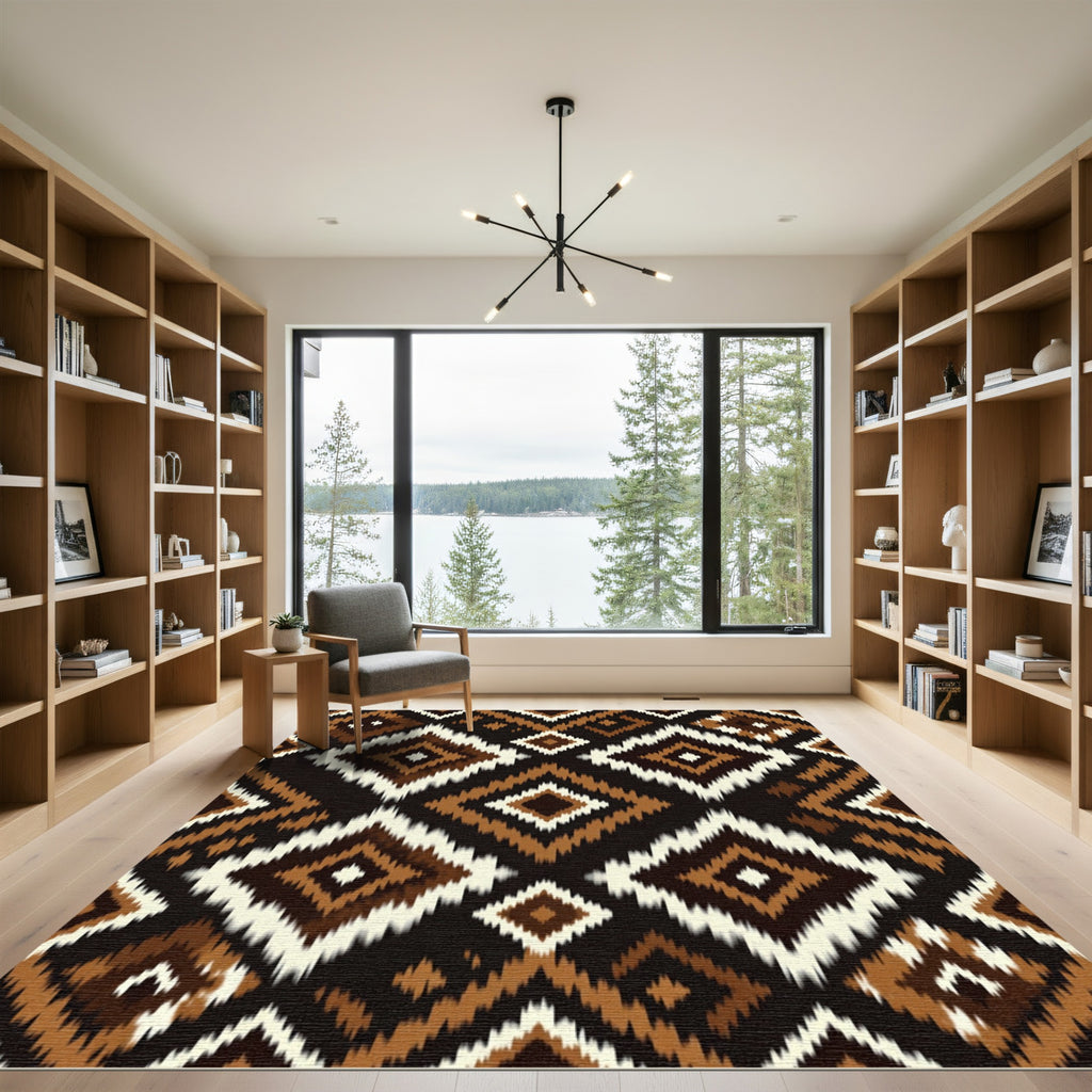 Earthy Diamond Ikat Medallion Rug