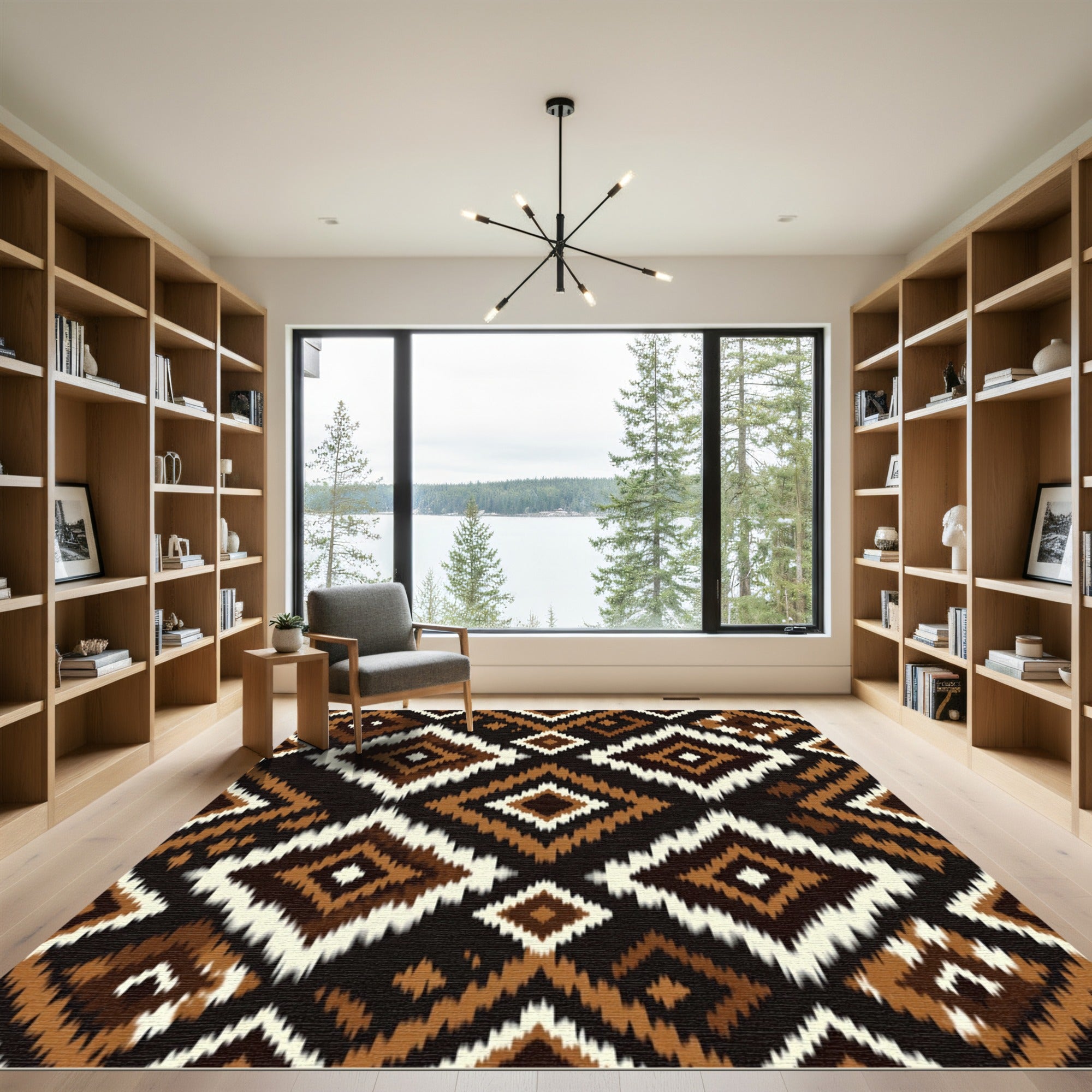 Earthy Diamond Ikat Medallion Rug