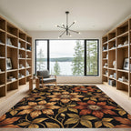 Victorian Amber Floral Vine Rug
