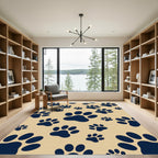 Navy Blue Playful Animal Paw Rug
