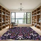 Botanical Purple Floral Symmetry Medallion Rug