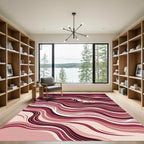 Crimson Flowing Abstract Wave Rug