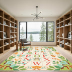 Woodland Alphabet Fox Owl Critter Border Rug