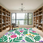 Bright Pink Purple Yellow Floral Branches Rug