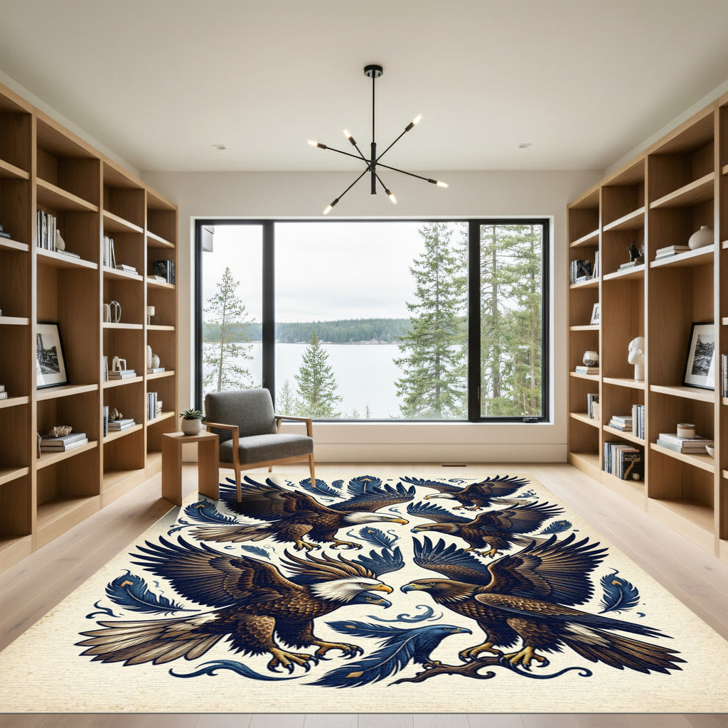 Majestic Soaring Eagle Feather Composition Rug