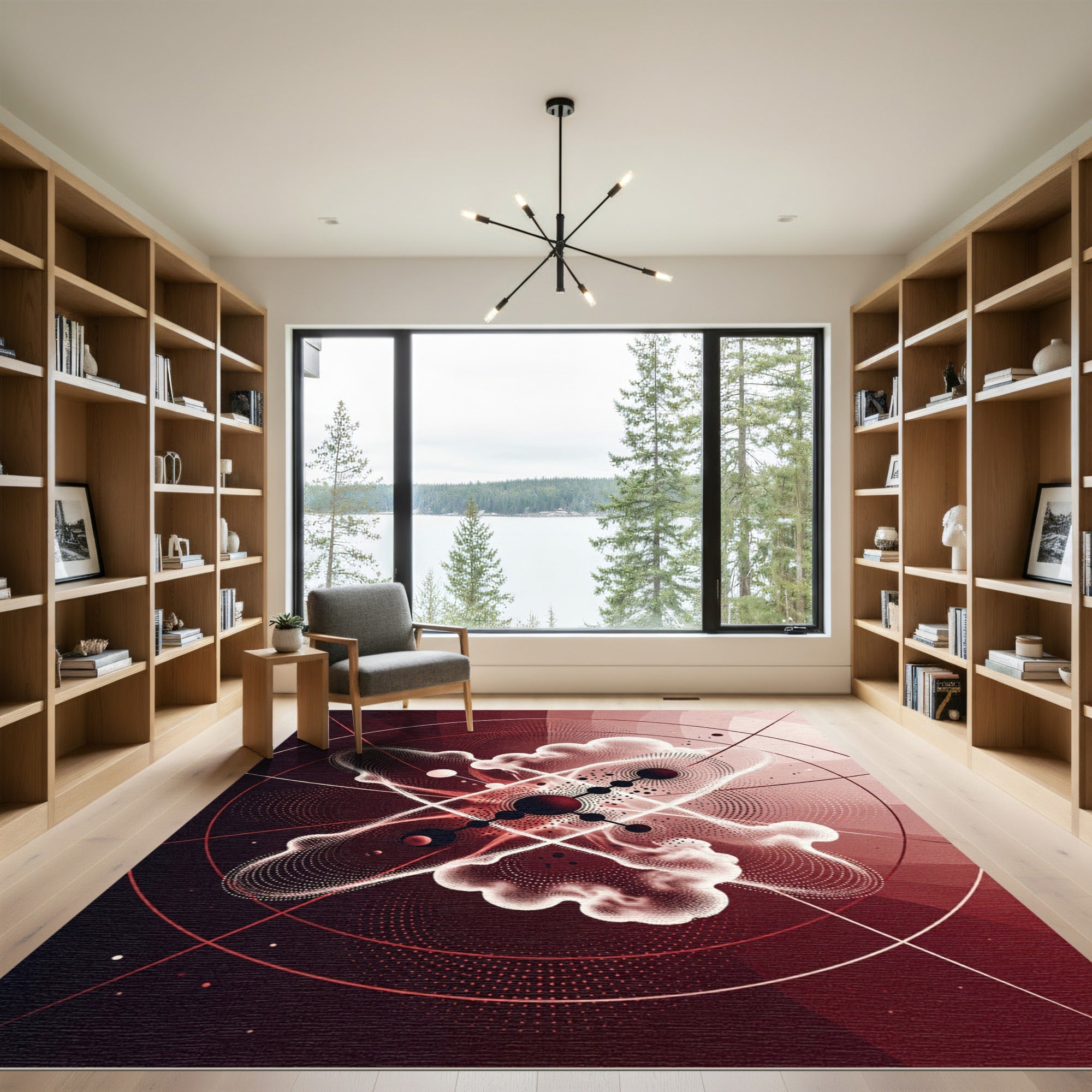 Crimson Abstract Stardust Galaxy Rug