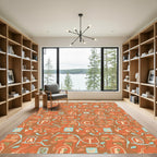 Abstract Orange Botanical Alphabet Collage Rug