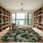 Vibrant Tropical Zebra Jungle Scene Rug