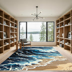 Dynamic Navy Ocean Wave Crest Rug