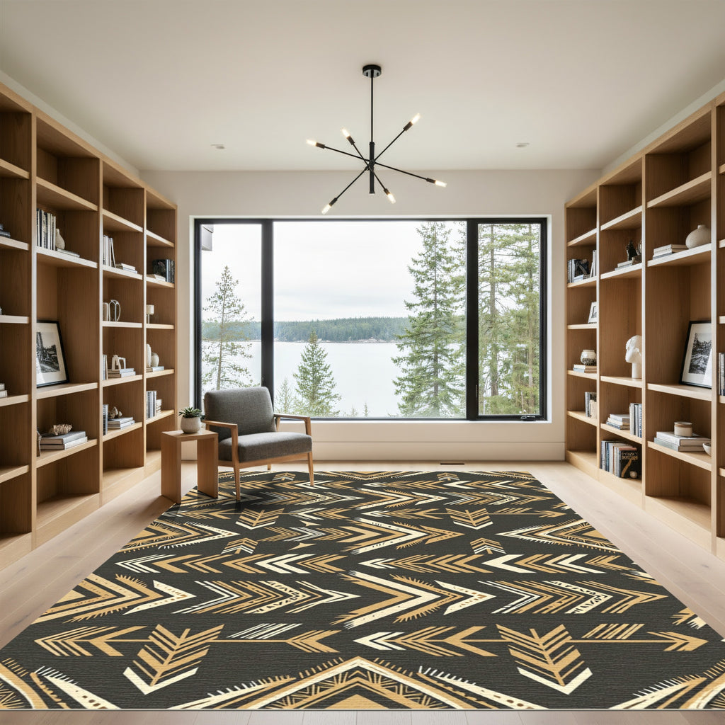 Golden Tribal Arrows Background Rug