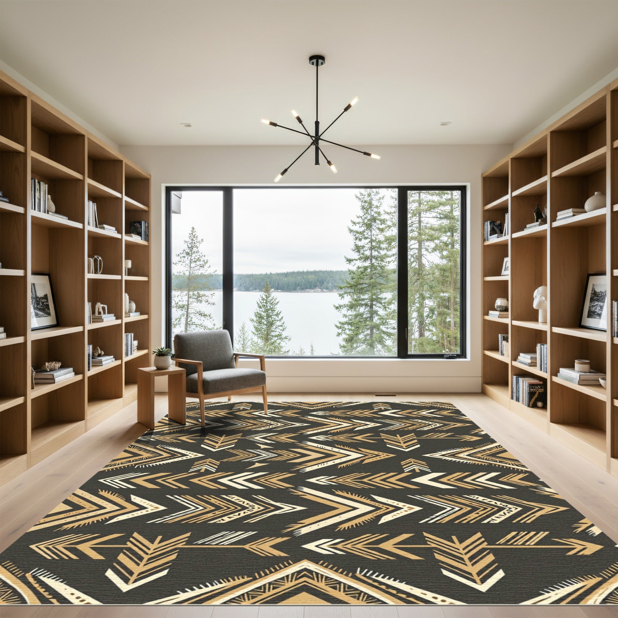 Golden Tribal Arrows Background Rug