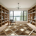 Modern Bronze Geometric Diamond Layered Rug