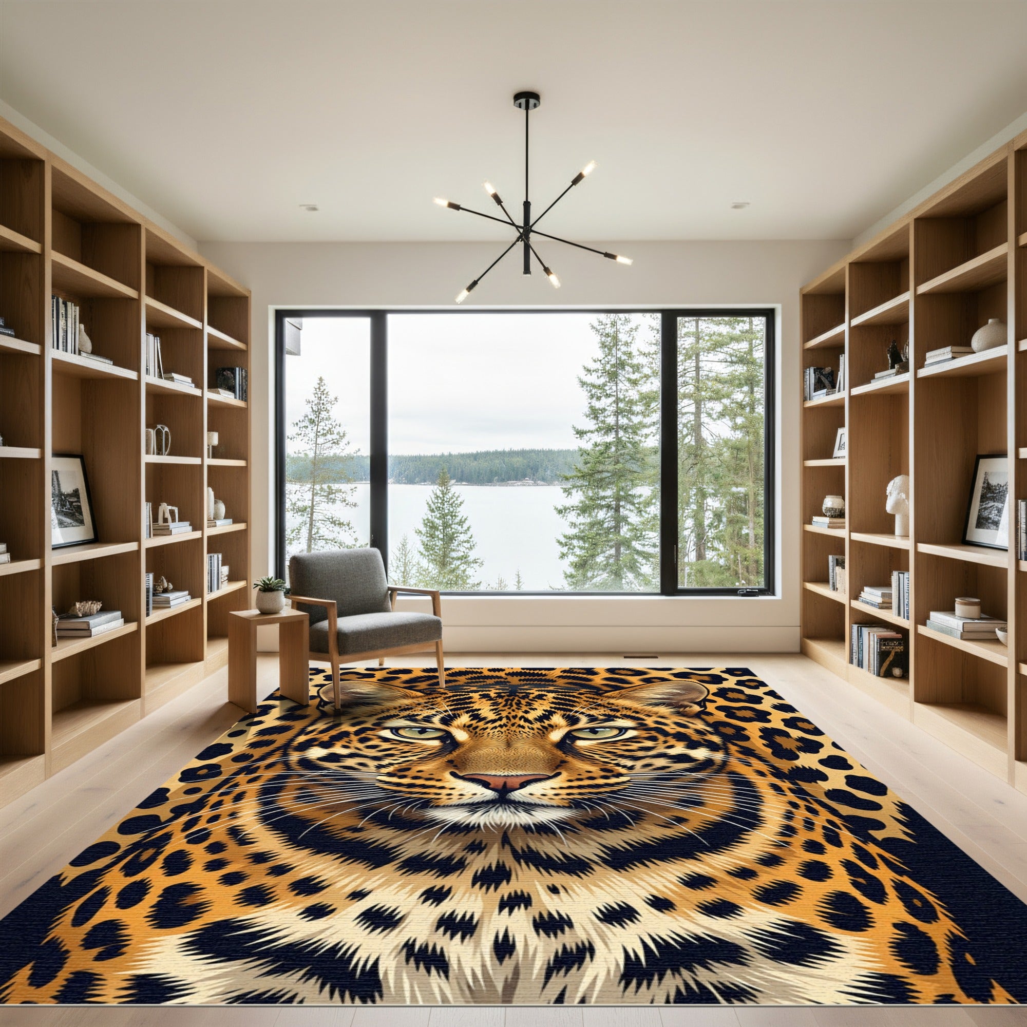 Golden Leopard Spots Face Rug