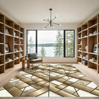 Metallic Gold Ornate Geometric Quad Rug