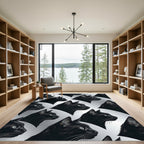 Black Cats Head Repeat Composition Rug