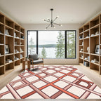 Geometric Coral Lattice Intersecting Lines Rug