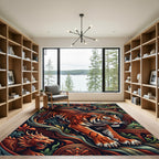 Crimson Tiger Mythical Dragon Forest Rug