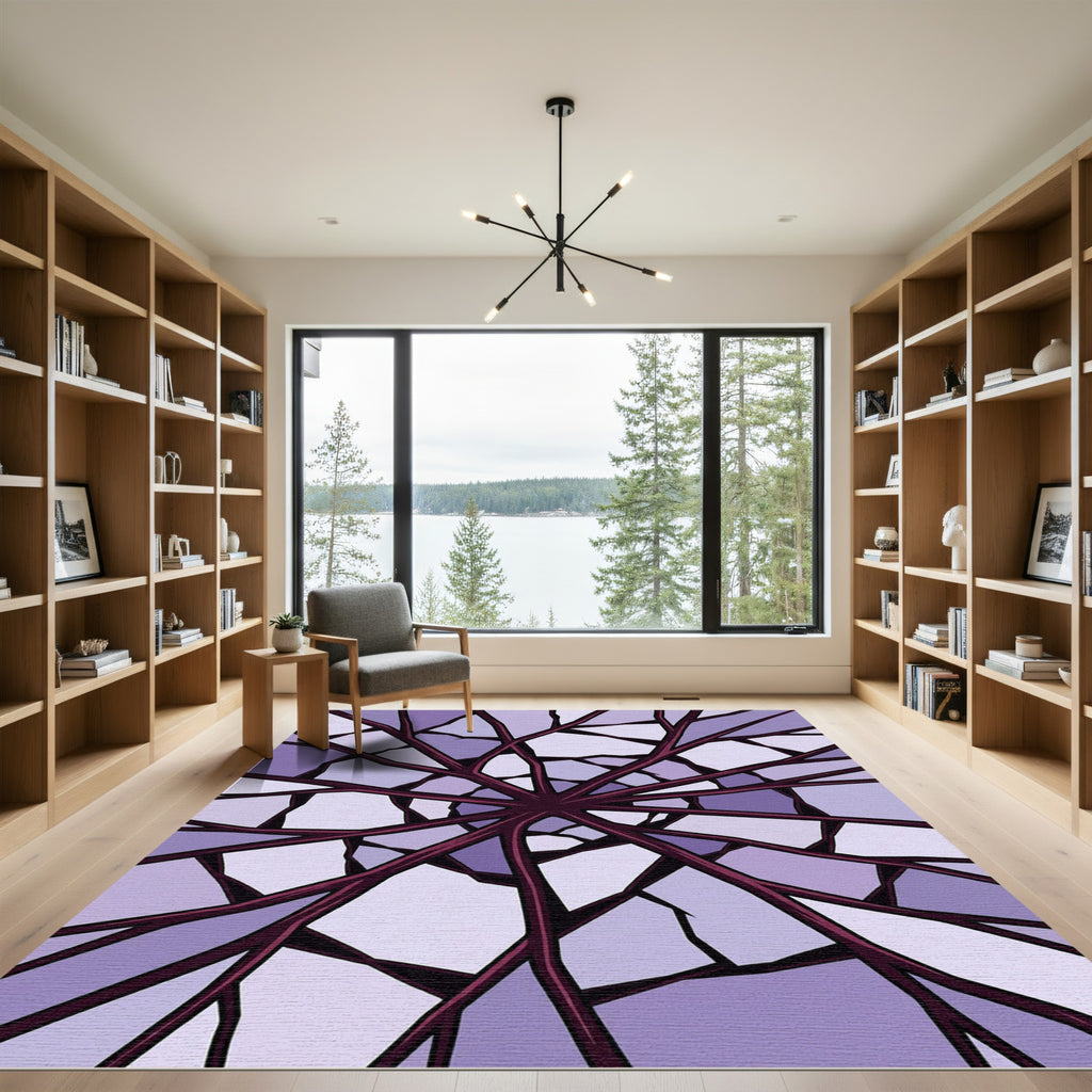 Crimson Branch Radiating Stained Glass Rug