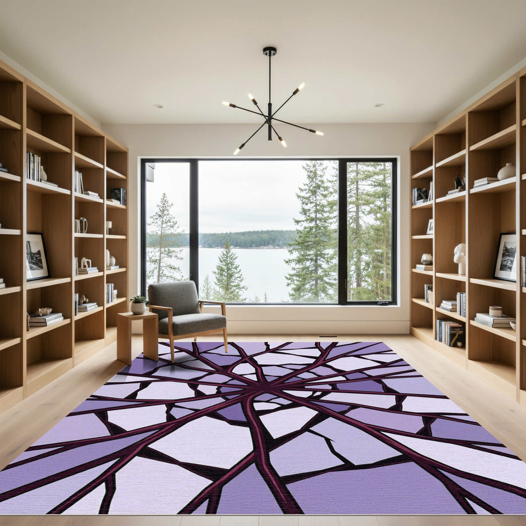 Crimson Branch Radiating Stained Glass Rug
