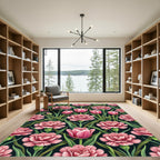 Pink Carnation Tulip Garden Vine Rug