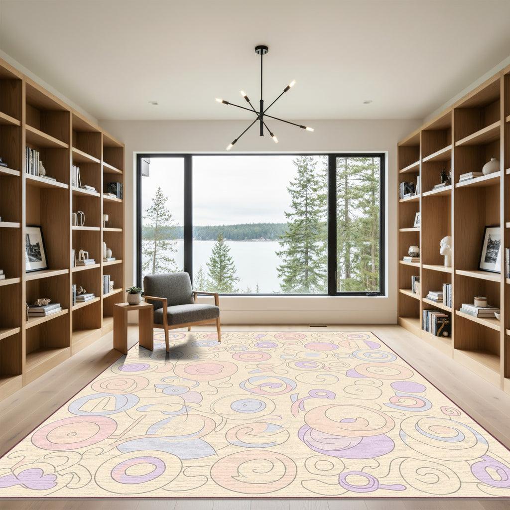 Soft Pastel Swirls Abstract Composition Rug