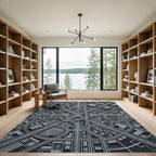 Gray Abstract Cityscape Aerial View Rug