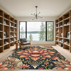 Elegant Peach Lotus Floral Medallion Rug