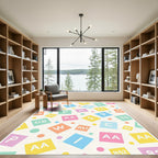 Pastel Alphabet Blocks Scattered Pattern Rug