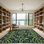 Lush Green Botanical Trellis Vine Rug