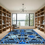 Geometric Starry Blue Lattice Art Rug