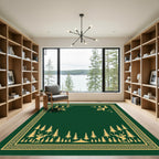 Golden Forest Deer Scenes Frame Rug