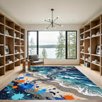 Abstract Ocean Wave Smoke Swirl Art Rug