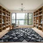 Monochromatic Silver Geometric Triangle Mosaic Rug