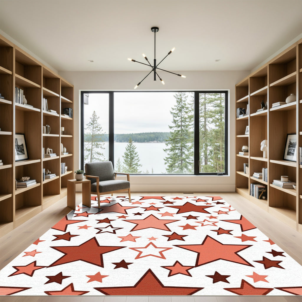 Coral Star Burst Scatter Rug
