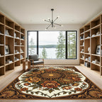 Golden Sun Floral Medallion Art Rug